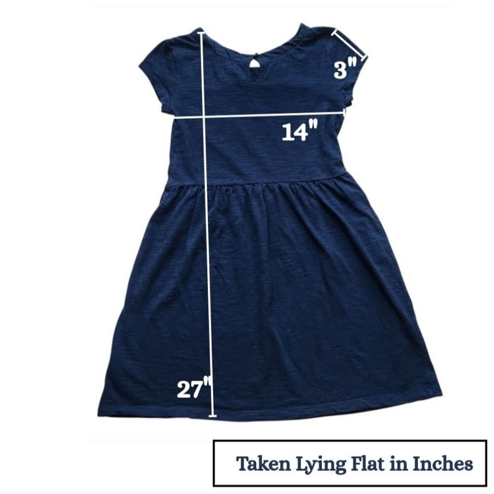 GAP Kid's Girls Blue Jersey Dress Short Sleeve with Flowers 3D Size Large - Picture 8 of 9